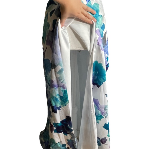 Watercolor Floral Maxi Dress 1/2 1 2 POCKETS NWT jump apparel gown blue - Picture 15 of 16